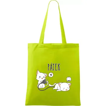Kočky bez energie pátek - Taška bavlněná - 42 x 38 cm ( Limetková )