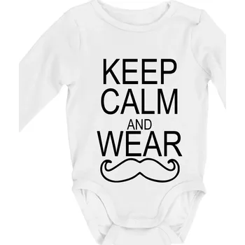 Kojenecké oblečení Keep calm and wear mustache - Body kojenecké s dlouhým rukávem - Dlouhý r. do 3 měs ( Bílá )