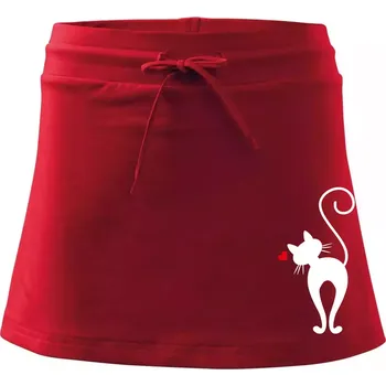 Dámská sukně Zamilovaná kočka zezadu - Sportovní sukně - two in one - XS ( Červená )