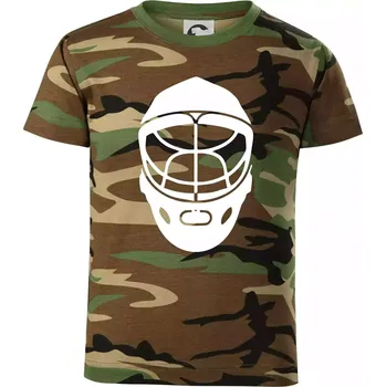 Chlapecké tričko Florbal maska - Dětské maskáčové triko - 134 cm/8 let ( Hnědý maskáč )