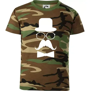 Chlapecké tričko Mustache pán - Dětské maskáčové triko - 122 cm/6 let ( Hnědý maskáč )