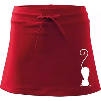 Dámská sukně Zamilovaná kočka ležící - Sportovní sukně - two in one - L ( Červená )