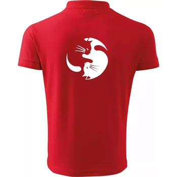 Pánská košile Kočka - Jin jang - Polokošile pánská Pique Polo 203 - M ( Červená )
