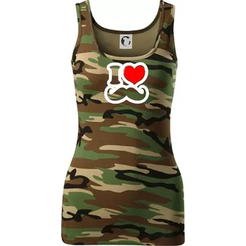 i love mustache - obrys - Dámské Maskáčové tílko - M ( Hnědý maskáč )