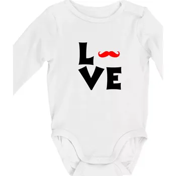 Kojenecký body Love mustache - Body kojenecké s dlouhým rukávem - Dlouhý r. do 3 měs ( Bílá )