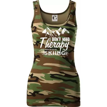 Dámské tričko I dont need therapy - Skiing - Dámské Maskáčové tílko - M ( Hnědý maskáč )