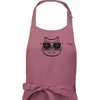 Kuchyňská zástěra Kočka s brýlemi - Pánská zástěra na vaření - Univerzální velikost ( Starorůžová )