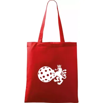 Nákupní taška Český lev florbal - Taška bavlněná - 42 x 38 cm ( Červená )