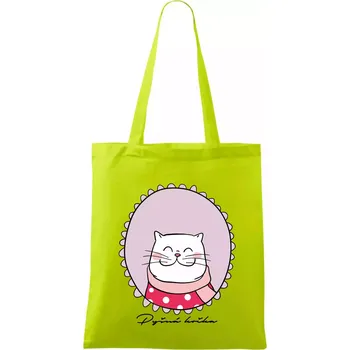 Pyšná kočka fialová - Taška bavlněná - 42 x 38 cm ( Limetková )