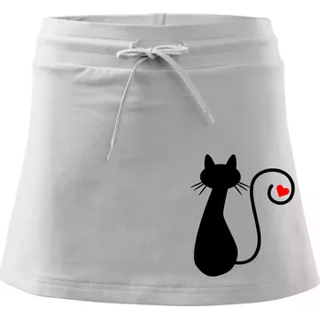 Dámská sukně Zamilovaná kočka ocásek - Sportovní sukně - two in one - XS ( Bílá )