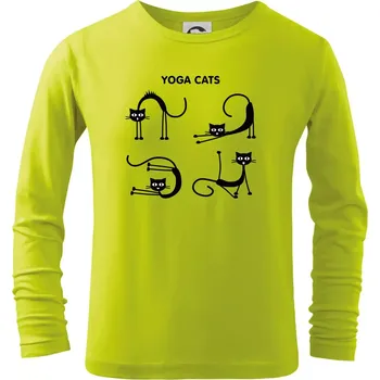 Dětská móda Kočičí jóga (Hana-creative) - Triko dětské Long Sleeve - 158 cm/12 let ( Limetková )