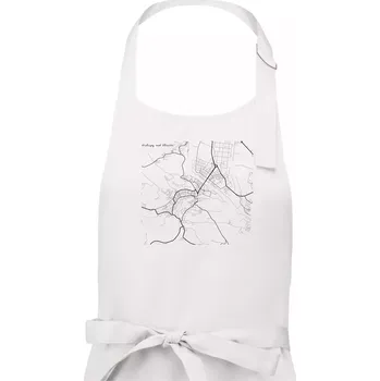 Kuchyňská zástěra Černobílá mapa Kralupy nad Vltavou - Dámská zástěra na vaření - Univerzální velikost ( Bílá )