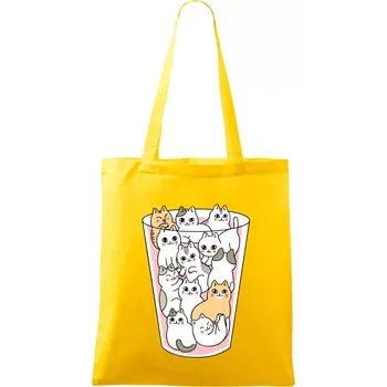 Nákupní taška Kočky ve sklenici - Taška bavlněná - 42 x 38 cm ( Žlutá )