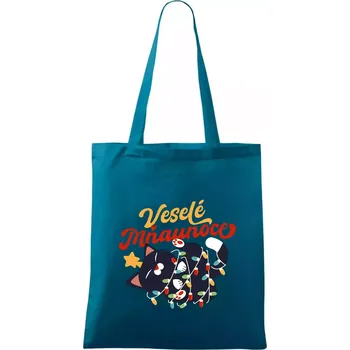 Veselé Mňaunoce - Taška bavlněná - 42 x 38 cm ( Petrolejová )