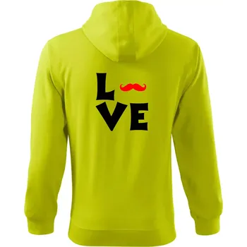 Pánská móda Love mustache - Mikina s kapucí na zip trendy zipper - 3XL ( Limetková )