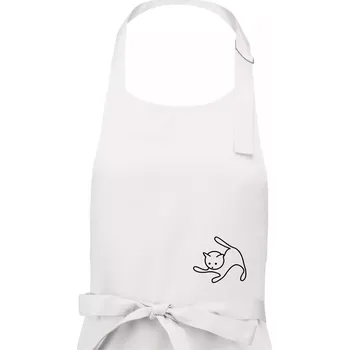 Kuchyňská zástěra Kočka si hraje - Dámská zástěra na vaření - Univerzální velikost ( Bílá )