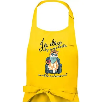 Kuchyňská zástěra Já dřu, aby moje kočka mohla relaxovat - Pánská zástěra na vaření - Univerzální velikost ( Žlutá )