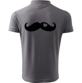 Pánská košile Mustache love - Polokošile pánská Pique Polo 203 - S ( Ocelově šedá )