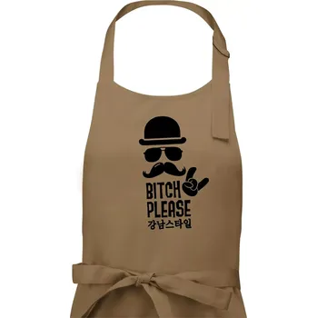 Kuchyňská zástěra Bitch please! Mustache - Pánská zástěra na vaření - Univerzální velikost ( Cappuccino )