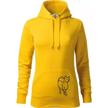 Dámská mikina Ladná kočka - Mikina dámská Cape s kapucí - XS ( Žlutá )