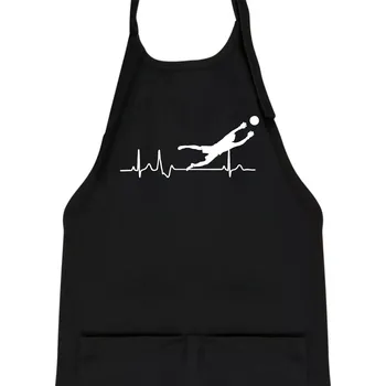 Kuchyňská zástěra Ekg fotbal brankář - Dětská zástěra na vaření - Univerzální velikost ( Černá )