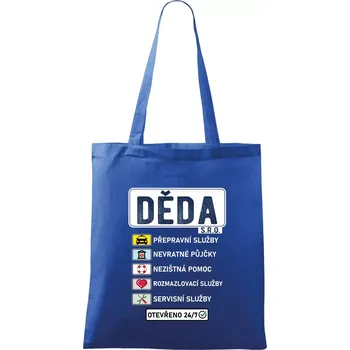 Nákupní taška Děda sro služby - Taška bavlněná - 42 x 38 cm ( Královská modrá )