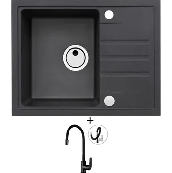 Granitový dřez Granitový dřez SET Alveus INTERMEZZO 30 black 91 + Kuchinox ELZA BKE B61D černá matná