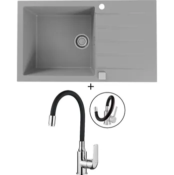 Granitový dřez Granitový dřez SET Alveus CADIT 40 beton 81 + Kuchinox ELZA BKE 761 chrom/černá