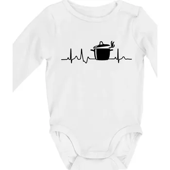 EKG kuchař hrnec - Body kojenecké s dlouhým rukávem - Dlouhý r. 3-6 měs ( Bílá )