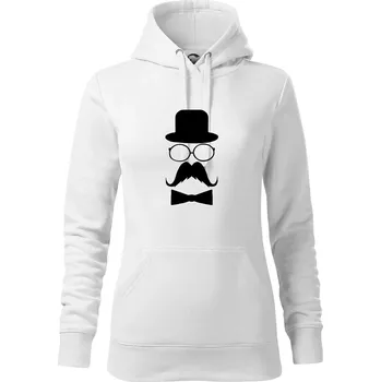 Dámská mikina Mustache pán - Mikina dámská Cape s kapucí - M ( Bílá )