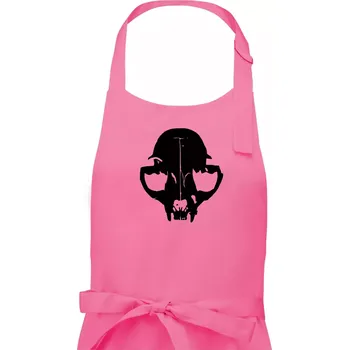 Kuchyňská zástěra Kočka - Cat skull - Dámská zástěra na vaření - Univerzální velikost ( Růžová )