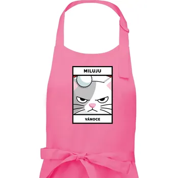 Kuchyňská zástěra Miluju Vánoce - Dámská zástěra na vaření - Univerzální velikost ( Růžová )