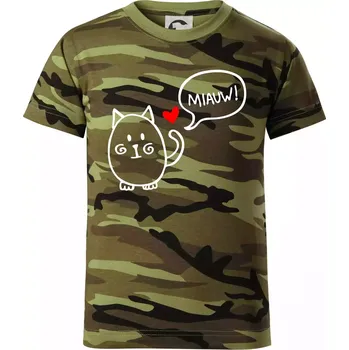 Tlustá kočka - Dětské maskáčové triko - 146 cm/10 let ( Zelený maskáč )