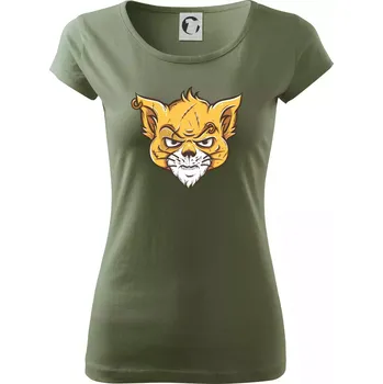 Dámské tričko Nasraná kočka Thug life - Dámské triko Pure - XS ( Khaki )