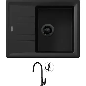 Granitový dřez SET Teka STONE 45 S-TG 1B 1D černá edice + Kuchinox ELZA BKE B61D černá matná