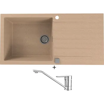 Granitový dřez Granitový dřez SET Alveus CADIT 50 beige 55 + Deante CORIO BFC 060M chrom