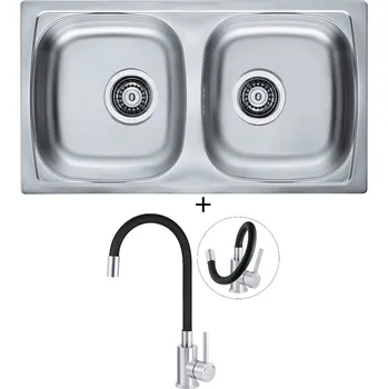 Nerezový dřez SET Alveus BASIC 160 3 1/2 tkaná struktura + Deante NEO LUNO BOC B720 nerez