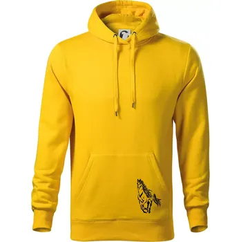 Pánská mikina Kůň běžící - Mikina pánská Cape s kapucí - 2XL ( Žlutá )
