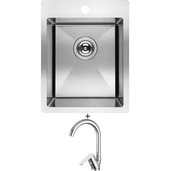 Nerezový dřez Nerezový dřez SET Laveo MARMARA SAM 010A nerez + Deante CHABER 062 M chrom