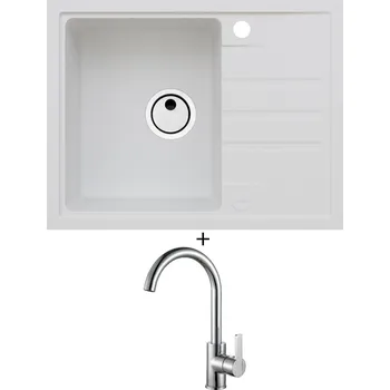 Granitový dřez Granitový dřez SET Alveus INTERMEZZO 30 white 11 + Alveus TONIA chrom