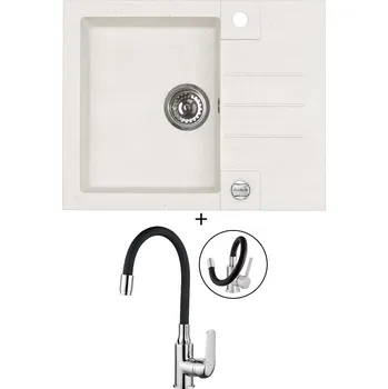 Granitový dřez Granitový dřez SET Alveus ROCK 30 white 11 + Kuchinox ELZA BKE 761 chrom/černá