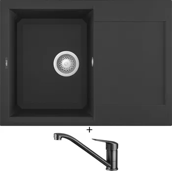 Granitový dřez Granitový dřez SET Elleci EASY 135 G40 full black + Deante NEO BORO BMO N60M černá matná