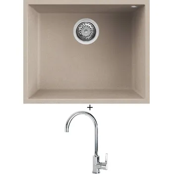 Granitový dřez Dřez pod desku SET Elleci QUADRA 105 UM G51 avena + Elleci C01 CADDY chrom