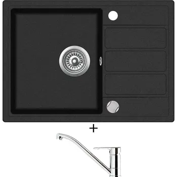 Granitový dřez SET Teka COMFOR 45 S-TQ 1B 1D černá metalická + Teka ML CR chrom