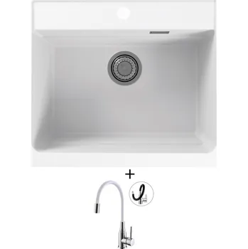 Granitový dřez Granitový dřez SET Alveus ATROX 30 white 11 + Alveus MINTAS chrom/bílá