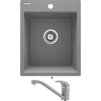 Granitový dřez Granitový dřez SET Deante CORIO ZRC S103 světle šedá + Aquastone AQ 2561 šedá