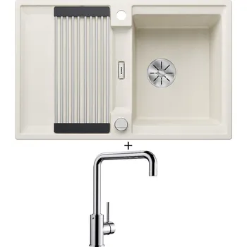 Granitový dřez Granitový dřez SET Blanco ADIRA 45 S bílá soft s excentrem 527590 + Blanco MILI chrom 519413