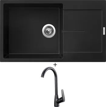 Granitový dřez Granitový dřez SET Sinks ULTIMA 860 XXL pureblack + Deante NEO BORO BMO N62M černá matná