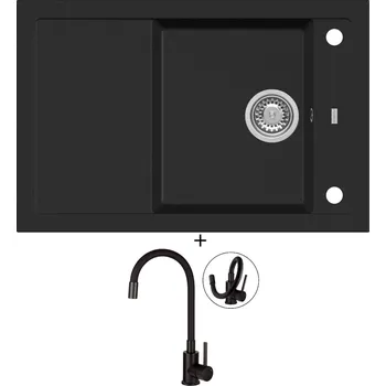 Granitový dřez Granitový dřez SET Alveus FORMIC 30 černá matná + Deante NEO LUNO BOC N72M černá matná