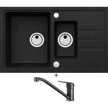 Kuchyňský dřez Granitový dřez SET Alveus INTERMEZZO 70 černá matná + Deante NEO BORO BMO N60M černá matná